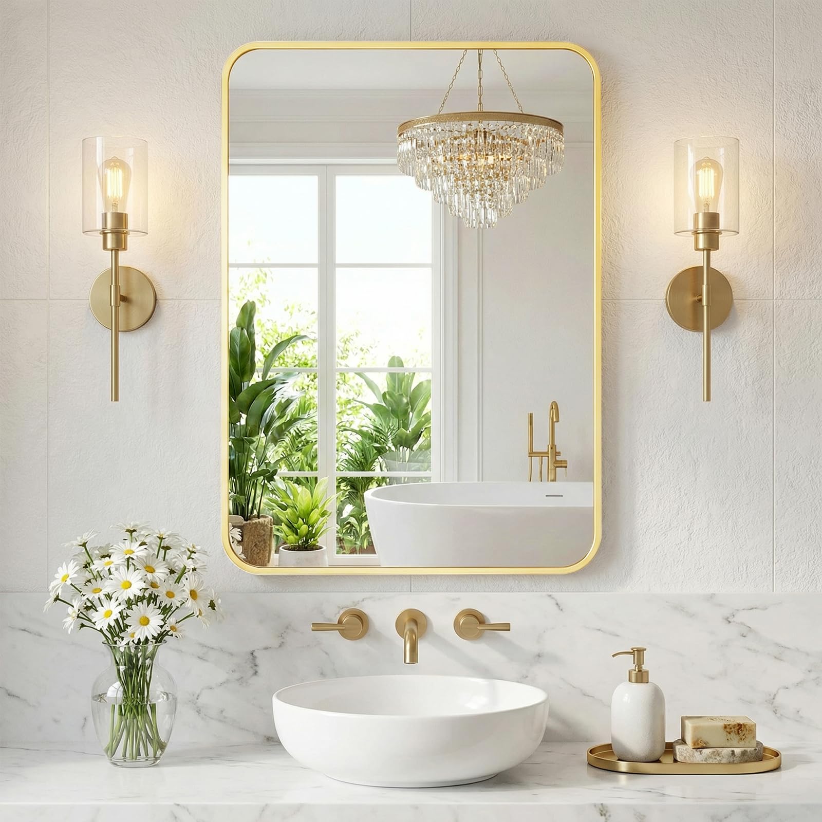 NEWBULIG Bathroom Mirror 24X36 Inch, Rectanglar Vanity Mirror for Wall
