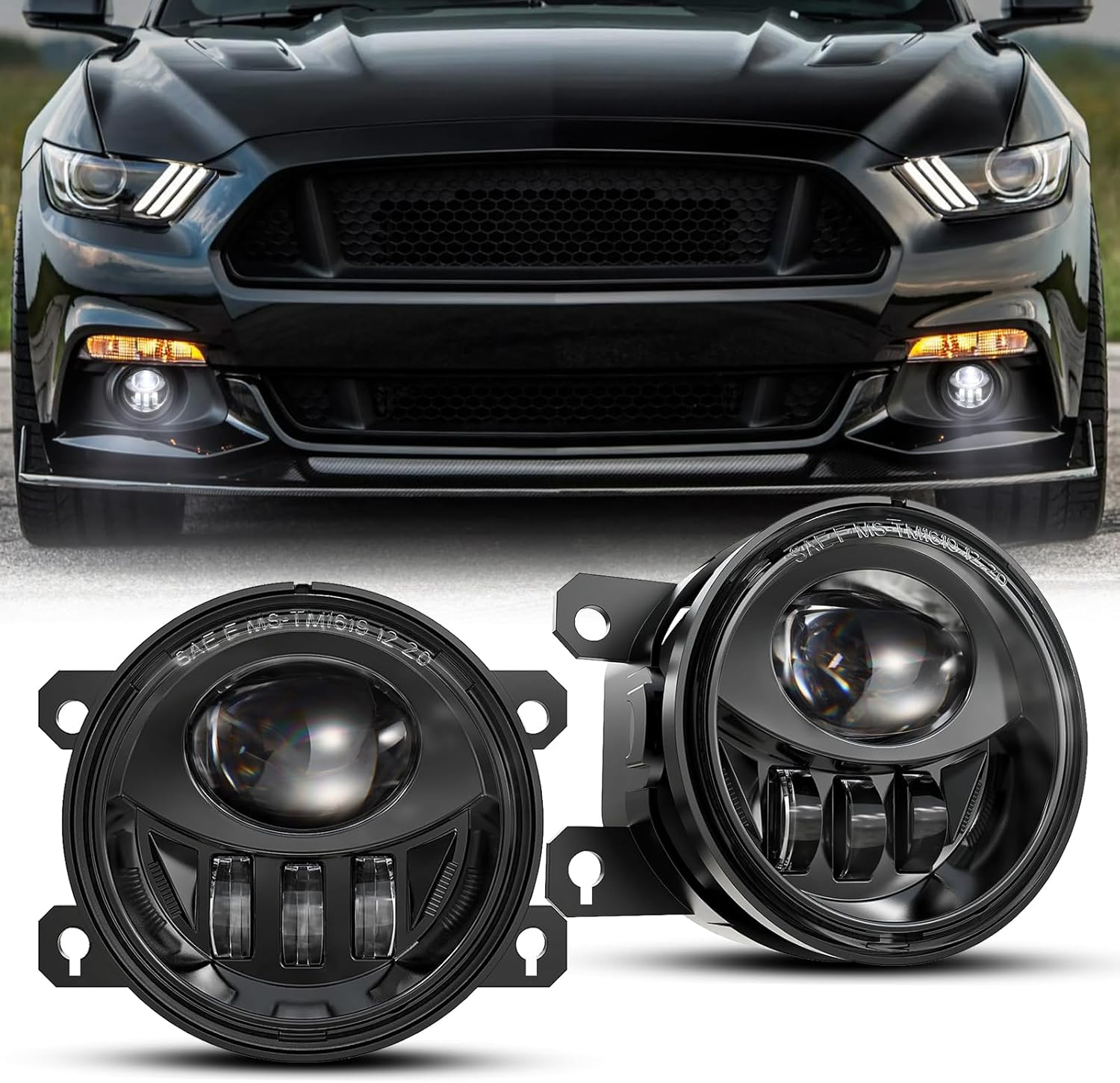 BICYACO LED Fog Lights Assembly for 2013-2021 Honda Civic Sedan, 2013-2015 Accord, 2015-2020 Fit, 2019-2020 HR-V, 2013-2016 Ford Fusion, Explorer, Focus, Mustang, DOT Certified Passing Lamps (A Pair)