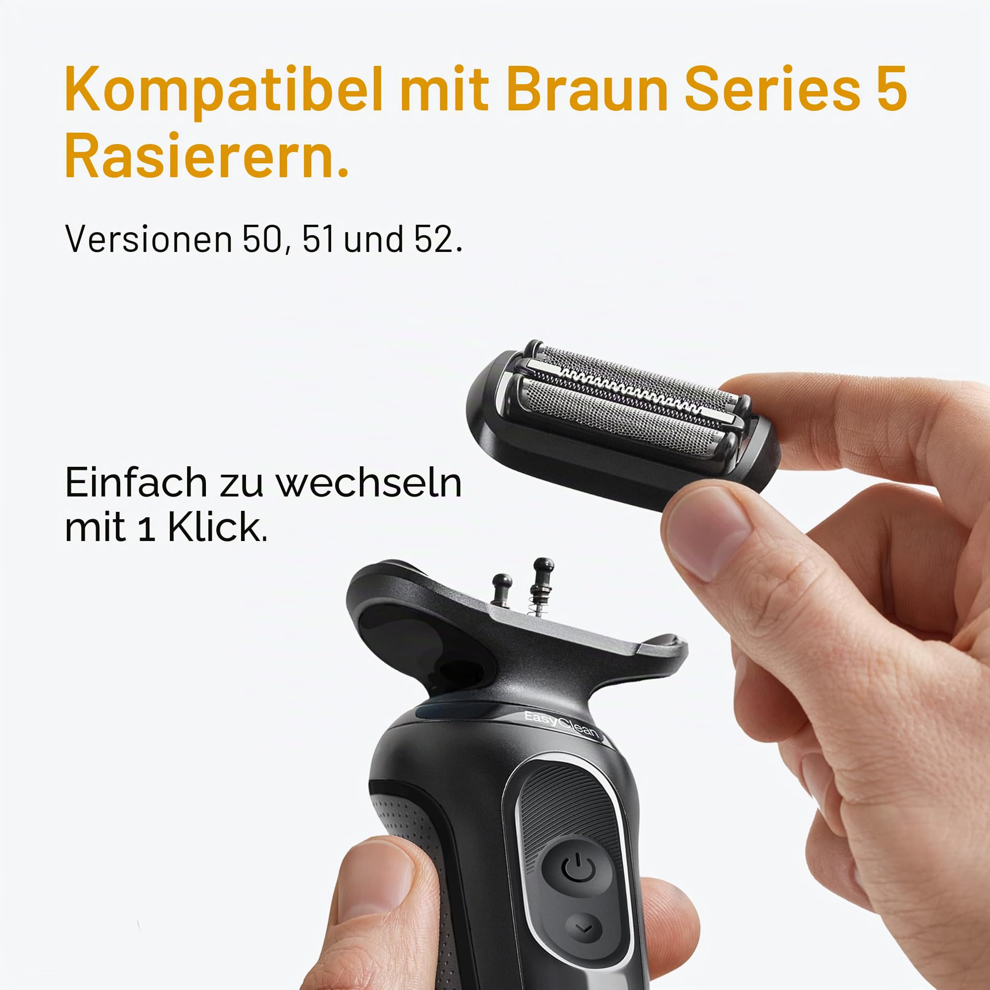 Braun Ersatzkopf für elektrische Rasierer der Serie 5, einfach Ihren Rasierkopf für eine Rasur so effizient wie am ersten Tag, kompatibel mit Rasierern der neuen Generation der Serie 5, 54B, schwarz