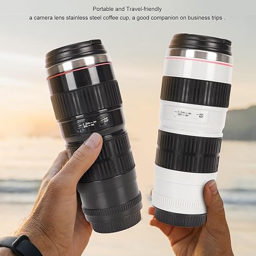 Miniatura 14 de Zerodis Taza de café con lente de cámara, taza de acero inoxidable con fotos divertidas, jarra de café de acero inoxidable, tapas selladas, taza