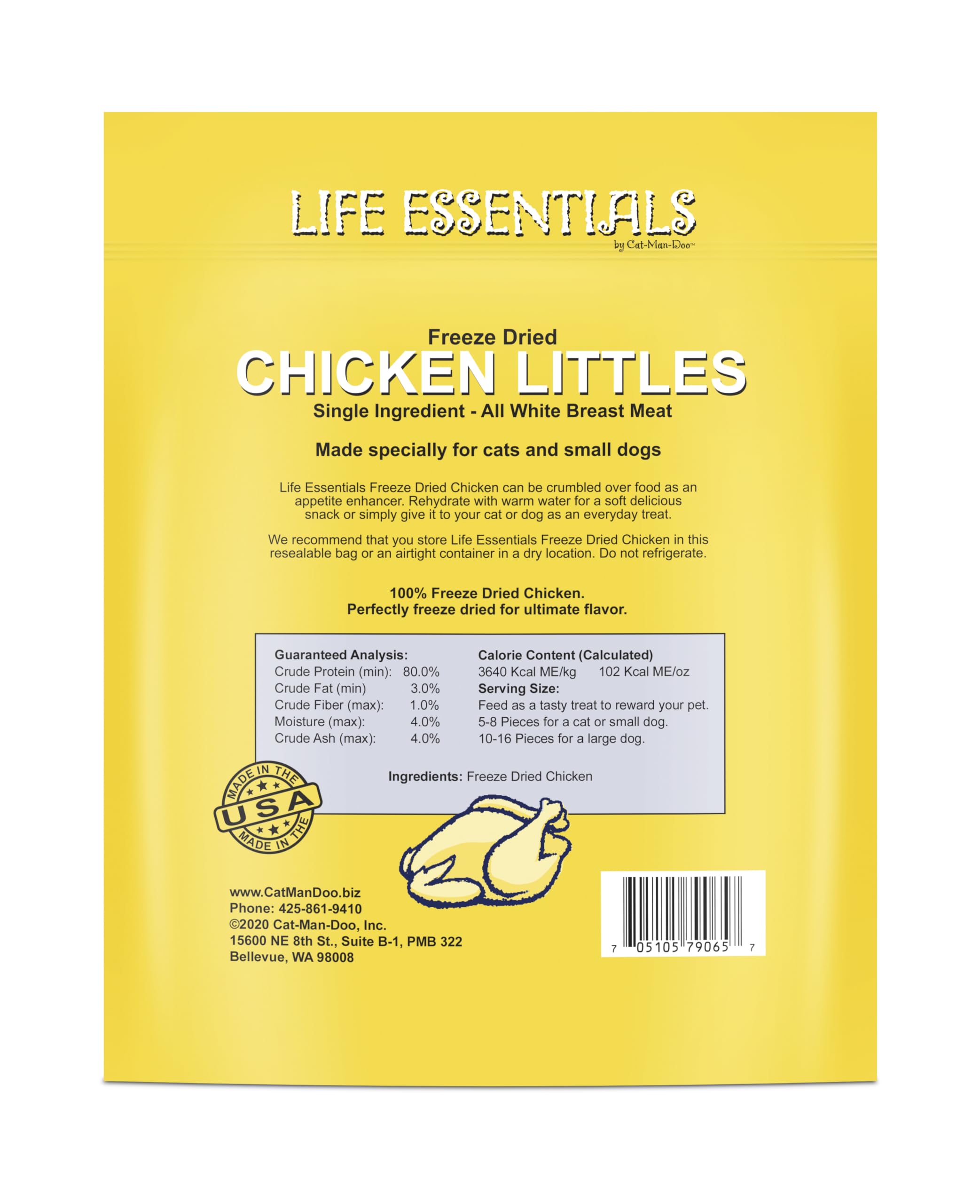 Cat-Man-Doo Life Essentials Liofilizado Pollo Littles 5 oz Blanco 4pk