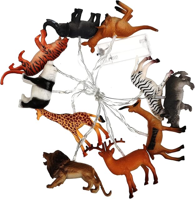SOLUSTRE Animal Shaped LED String Light Safari Jungle Animal Night Lamp Battery Powered Fairy Light for Indoor Outdoor Forest Theme Party Favors