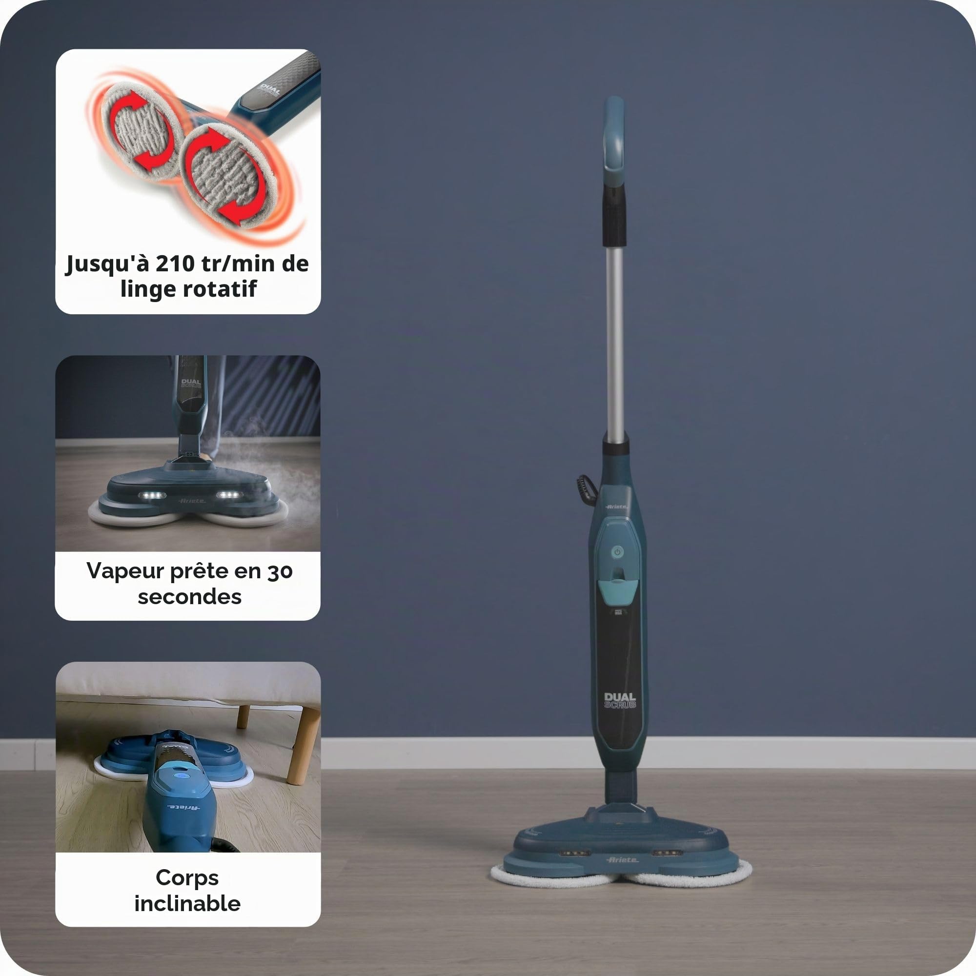 SCOPA A VAPORE 1200W 400ML DUAL SCRUB STEAM