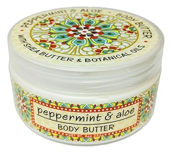 Greenwich Bay Trading Co. Scented Botanic Body Butter - Luxurious Hydration with Shea & Cocoa Butter, Enriched with Vitamin E - 8 Ounce Tub Peppermint & Aloe