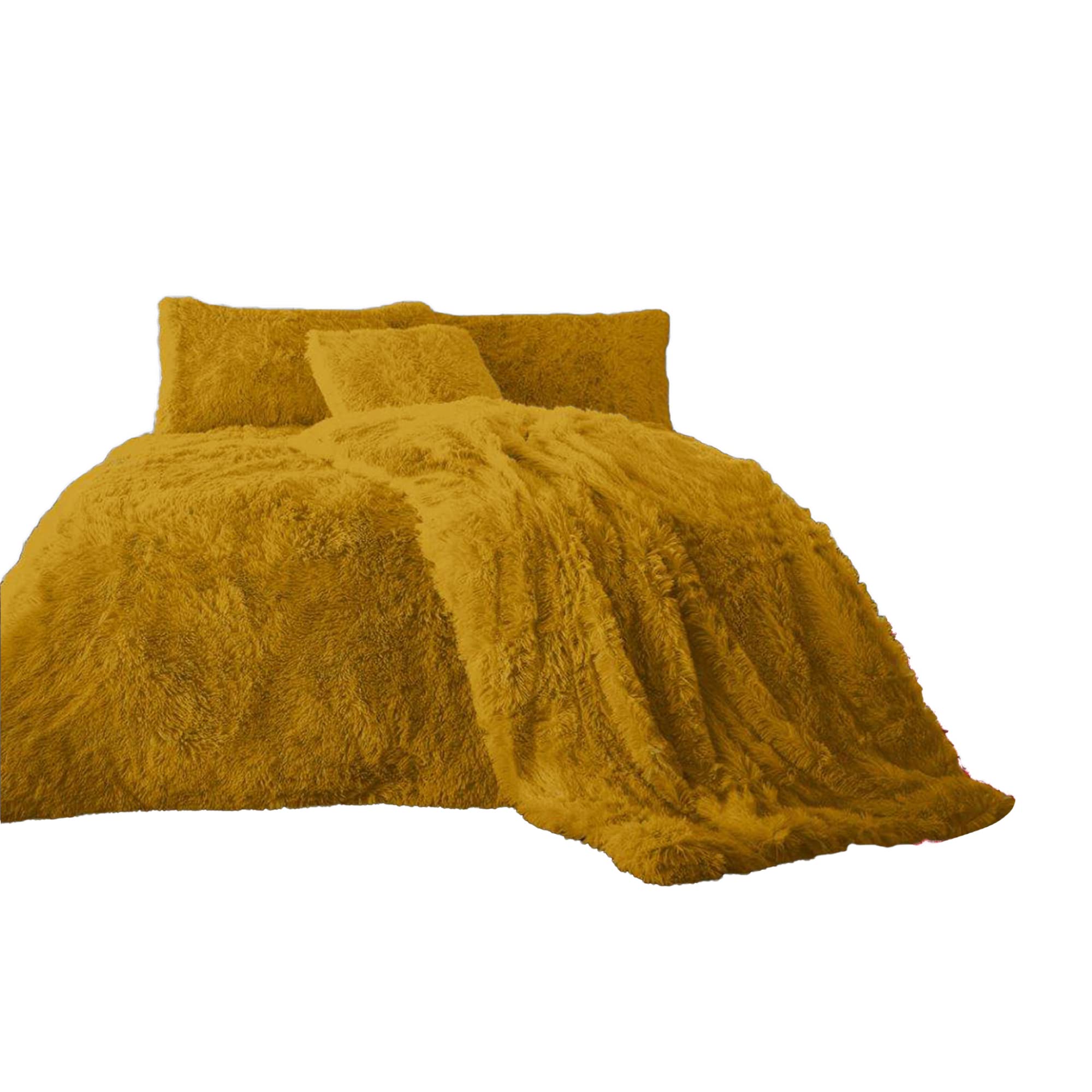 Exquizit Home Hug & Snug Ochre Exquizit Home® Teddy Cuddles Hug & Snug Fleece Duvet Cover Bedding Set With Pillowcase – Warm & Cosy Soft Teddy Fleece Quilt Cover – Machine Washable – Ochre (Superking – 260Cm X 220Cm)