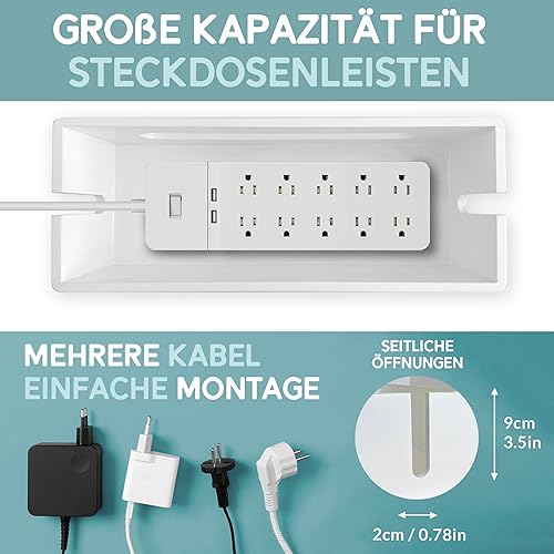 Miniatura 5 de NATURE SUPPLIES Juego de 2, cajas de gestión de cables de madera, organizador de cables grande y mediano para ocultar cables y tiras de alimentación