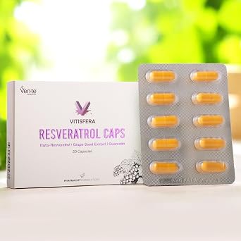 Vitisfera Resveratrol Caps – 200 mg Trans Resveratrol (Veri-te®), Grape Seed Extract, Quercetin – 20 Vegan Capsule