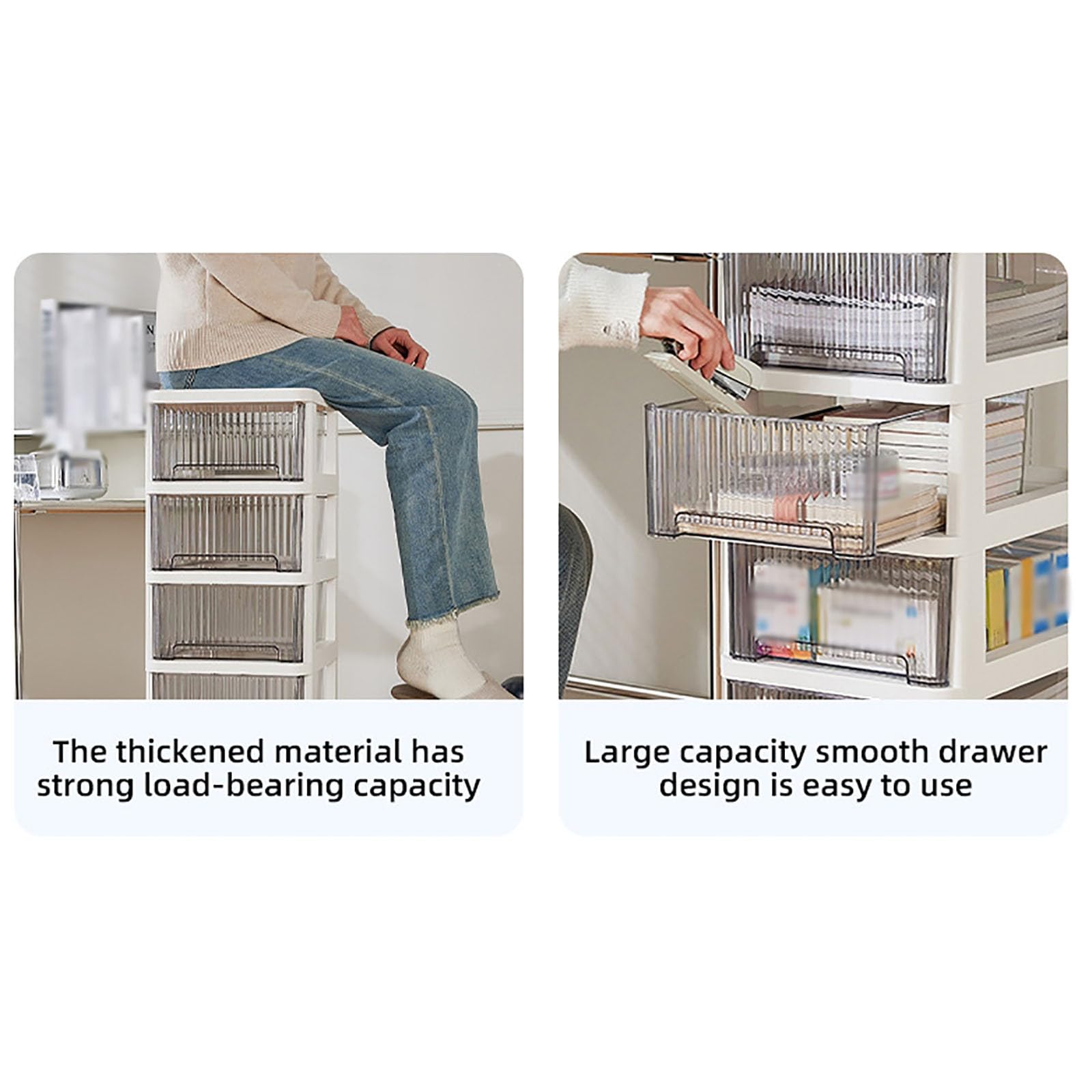 Le Plastic Sto Box con Ders Trasparente 6-Tier nizer con ruote Nessuna installazione richiesta Perfetto per Ufficio Cucina e Bagno Uso.
