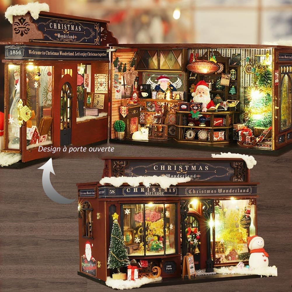 Tiny House Kit de mouvement musical, maison de poupée en bois 3D, kits miniatures pour adultes, bricolage en bois, maison de poupée, modèle, kit de magasinage vintage, anniversaire