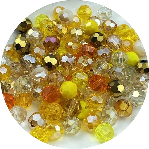 Miniatura 52 de 100 cuentas redondas de cristal de 0.315 pulgadas (0.315 in), cuentas espaciadoras facetadas redondas para hacer joyas, pulseras, aretes, collares