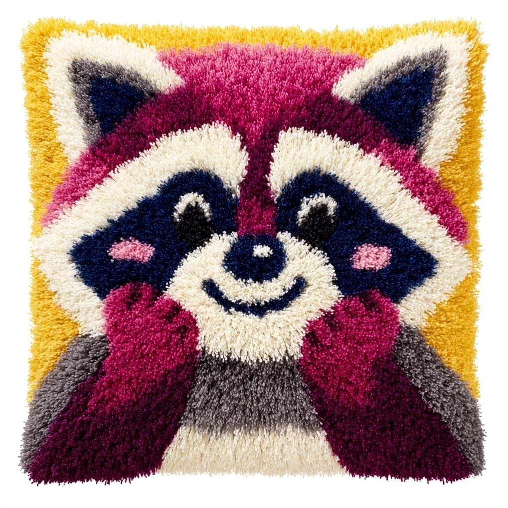 AxiangziK Latch Hook Pillow Kit for Adults,Cute Raccoon