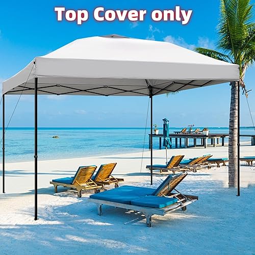 Miniatura 5 de Cubierta superior de repuesto para toldo de 10 x 10, toldo desplegable con cuerdas de ventilación de aire, parasol impermeable recubierto de tela