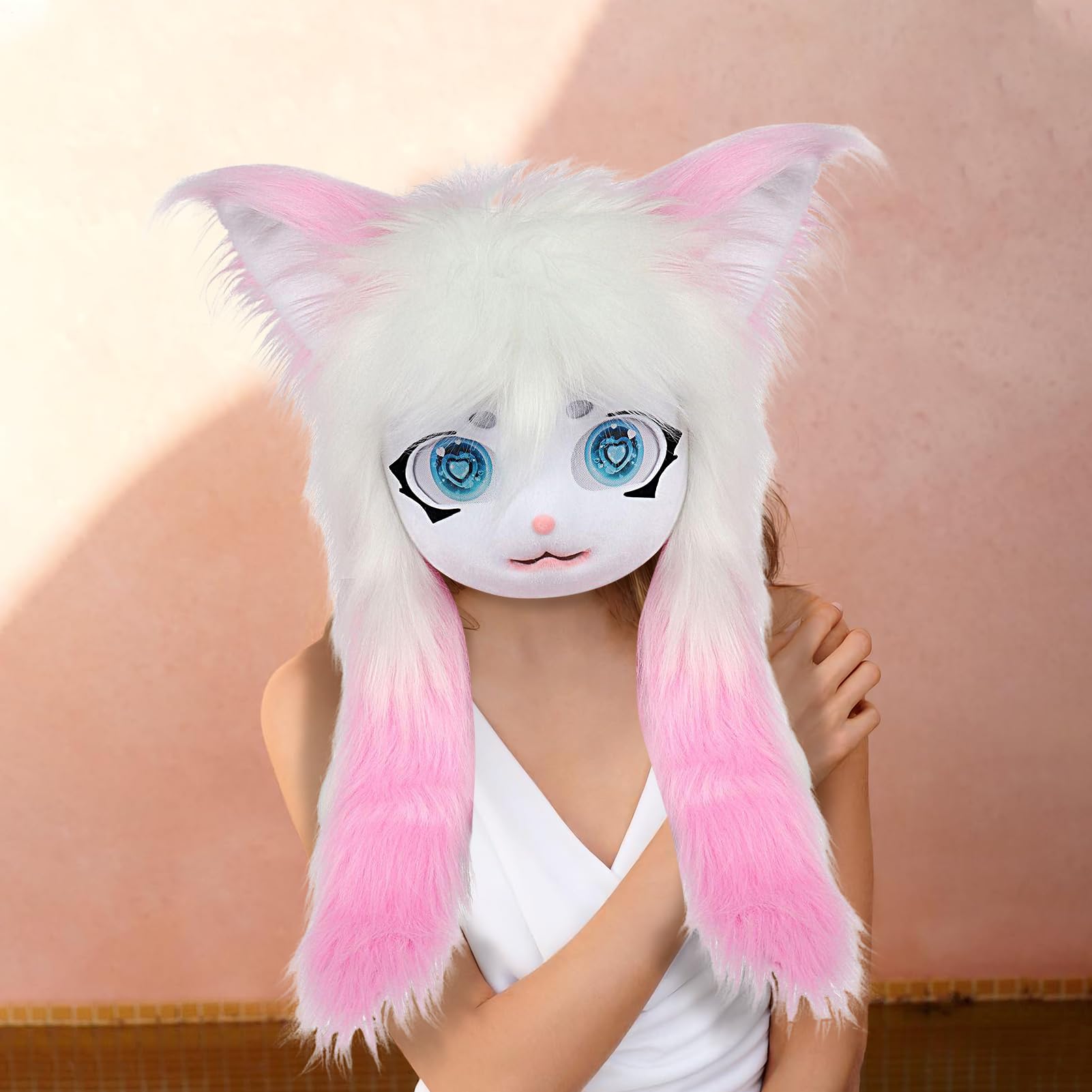 Furry Cosplay Copricapo Peluche Realistico Accessorio Travestimento | Maschera Integrale Per Donne Uomini Masquerade Cosplay Festa Anime Convention Teatro Spettacolo Performance