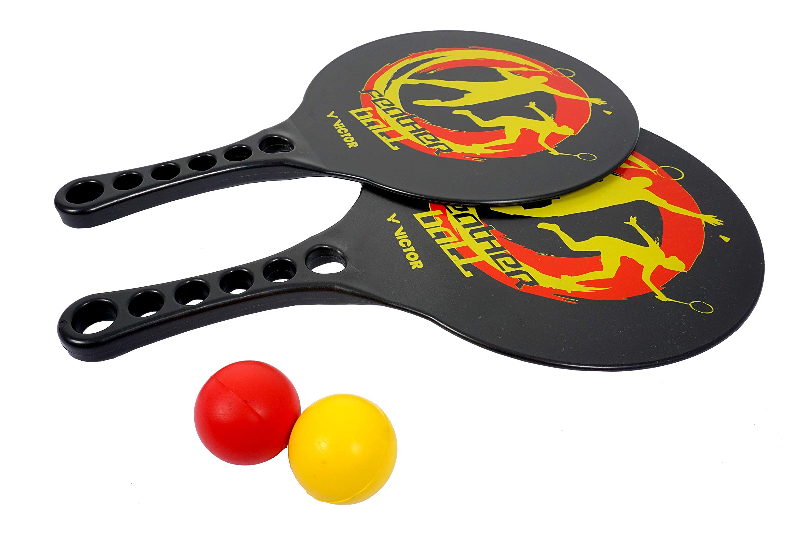 Victor Featherball zestaw premium – piłka plażowa + 2 kije z tworzywa sztucznego + 2 piłki