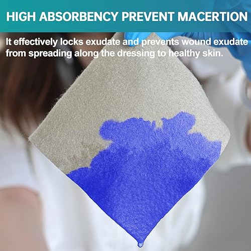 Miniatura 3 de Dimora Aderezo de alginato de calcio plateado mejorado para heridas, gasa antiadherente antibacteriana, almohadillas estériles altamente