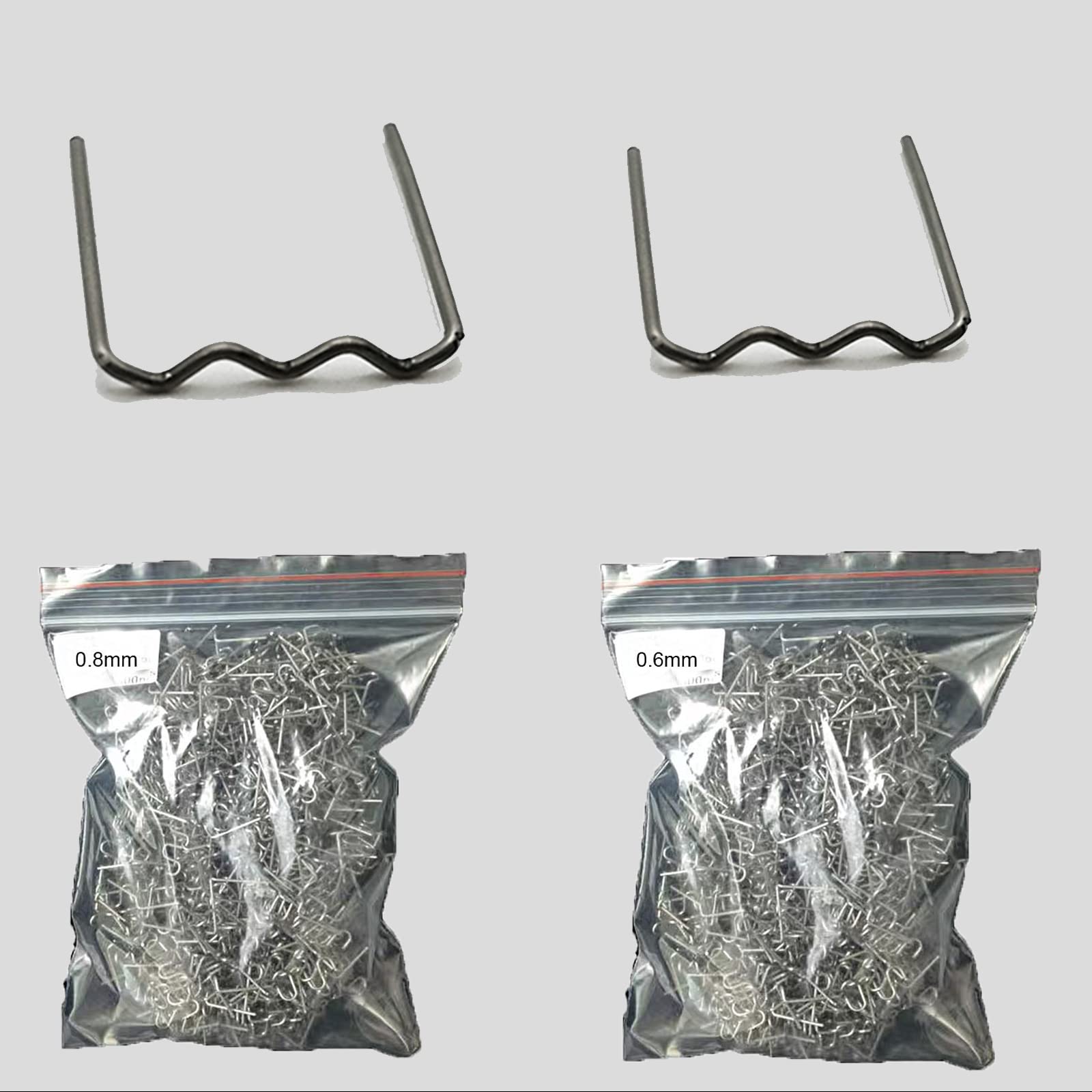 Grapas Onduladas y Precortadas 0.6/0.8mm - 1000pcs para Parachoques Automático, Soldadura y Reparación de Plástico Con Grapadoras Calientes