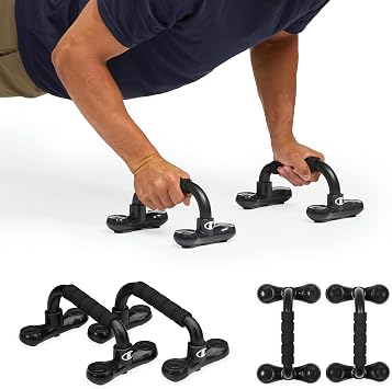Champion Push Up Bars, Foam Grips & Non-Slip Base Black