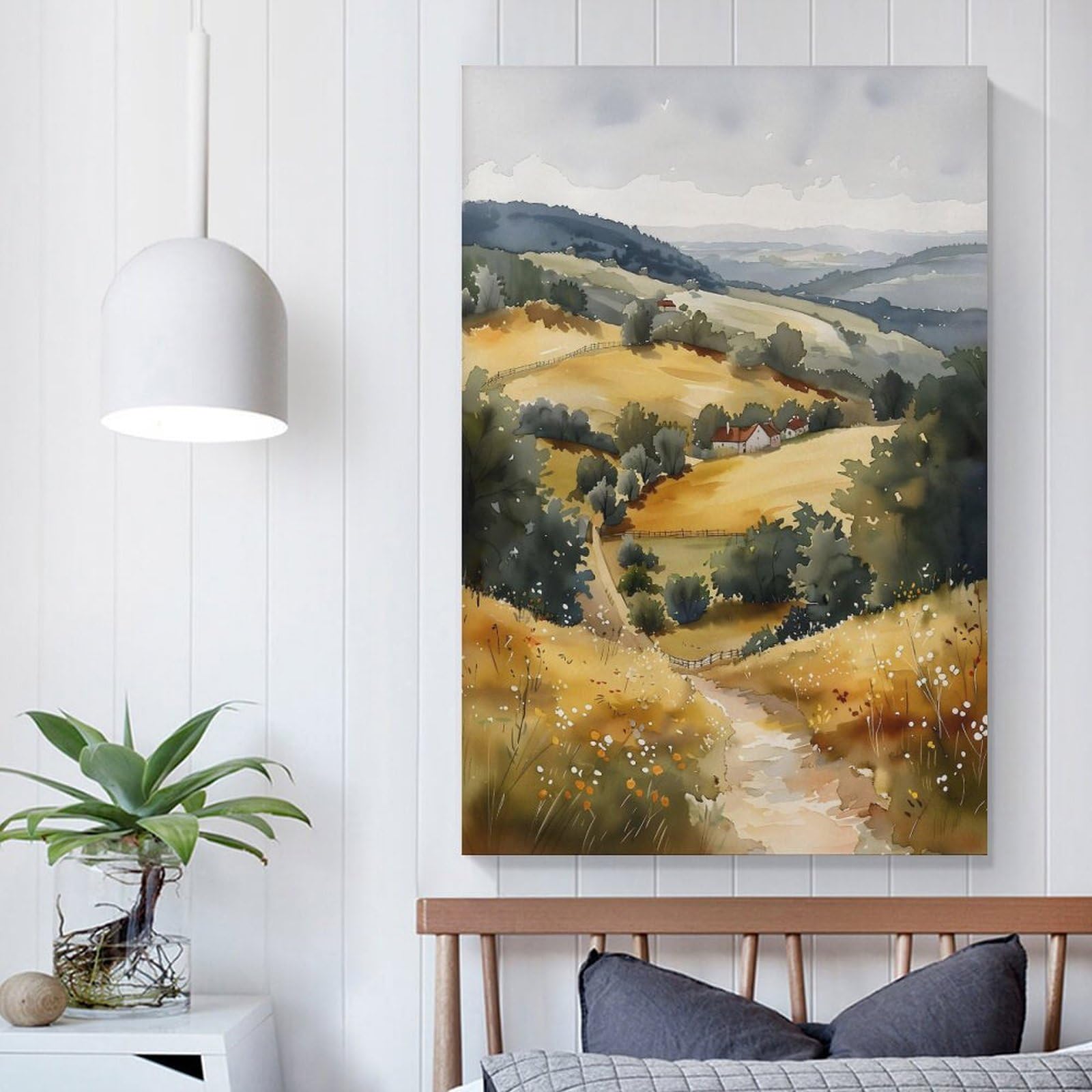 Surrey Hills Aquarellgemälde, Wandkunst, Surrey Hills, Poster, Heimdekoration, Geschenk für Kunstliebhaber, Kunstdruck, ungerahmt, 60 x 90 cm