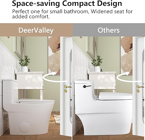 Miniatura 5 de DeerValley - Inodoro compacto de una pieza, inodoro pequeño para baño con asiento de silla cómodo y ancho, inodoros modernos de gran alcance de