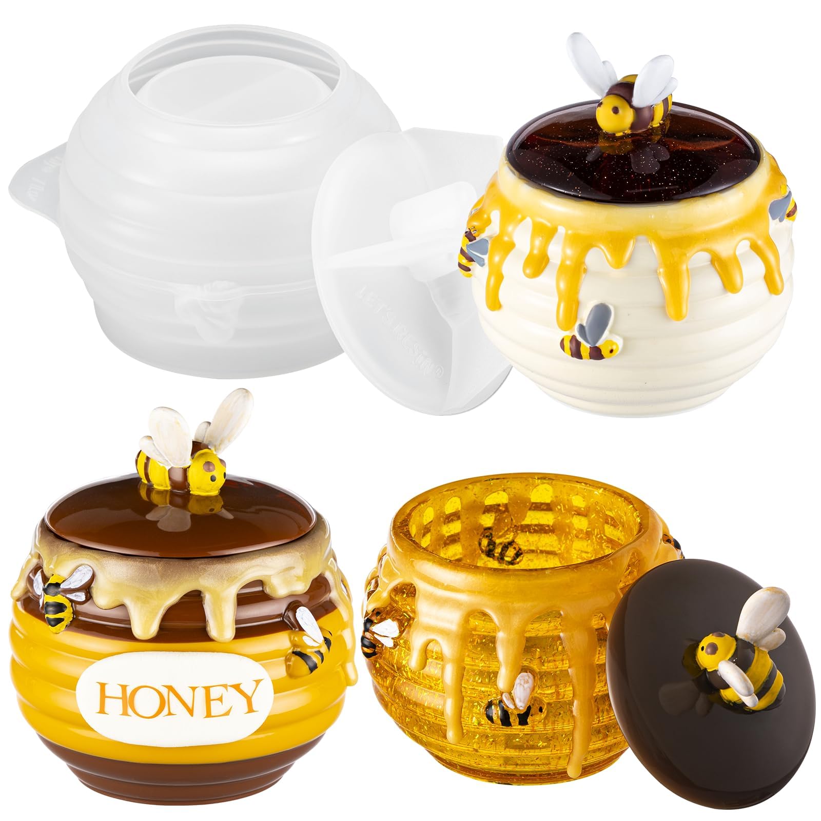Amazon.com: LET'S Resin Honey Jar Silicone Mold With Lid and Bee