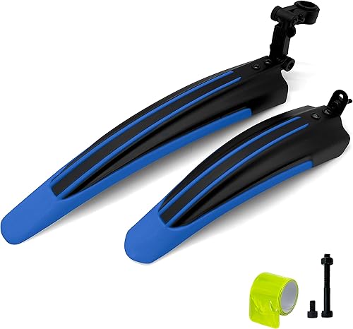 Silfrae Juego de guardabarros de bicicleta de montaña estándar ajustable de 26 pulgadas frente y trasero Azul