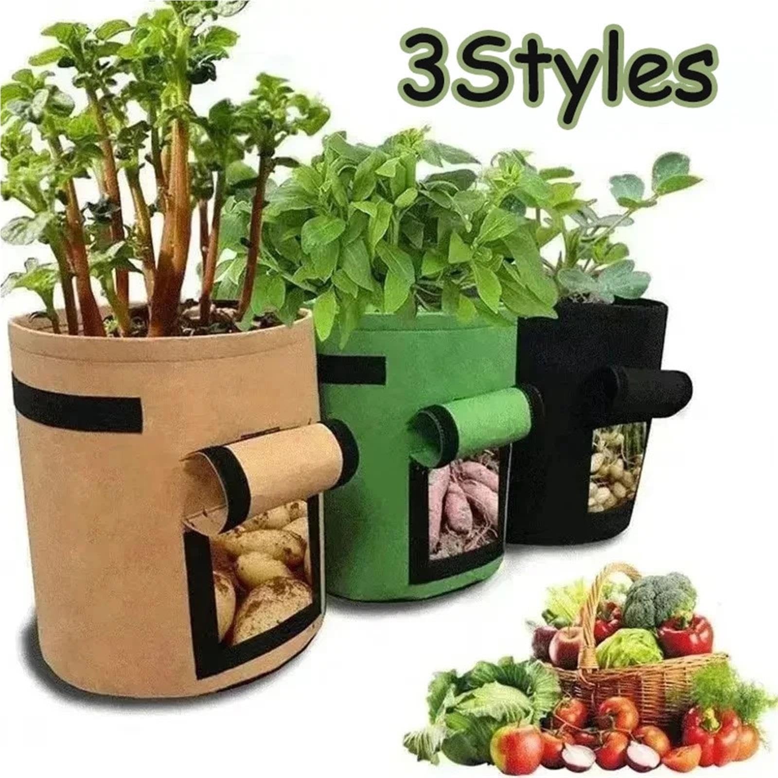 Stofftopf Pflanzbeutel aus Filz, Vliesstoff | For den Garten(Camel-S-3PCS)