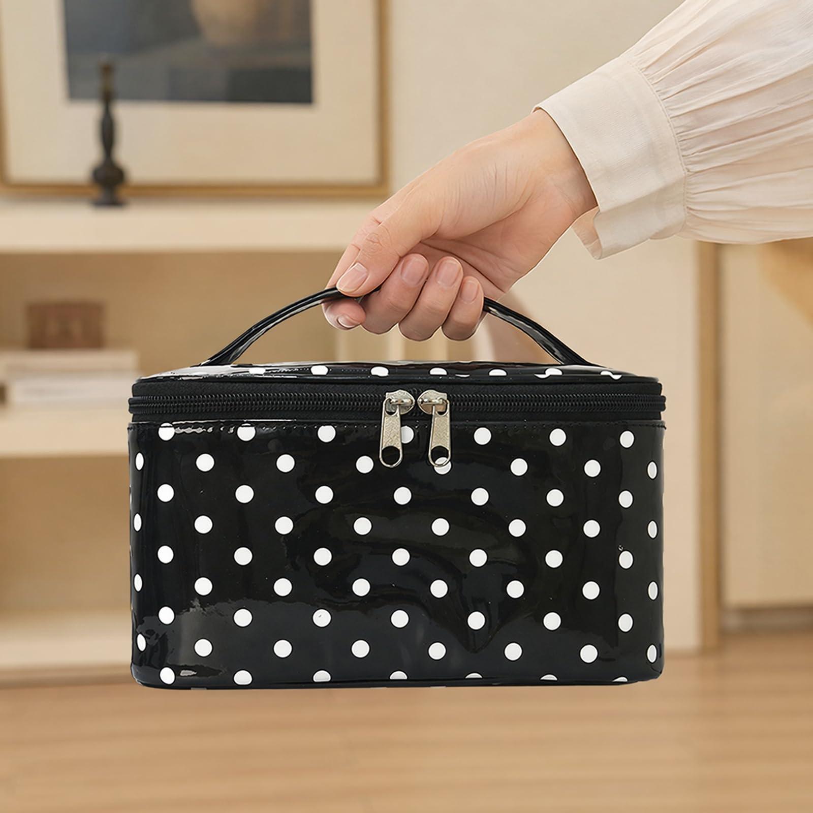 Damski PU Polka-Dot Boho Tote organizer różowy