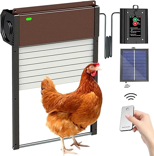 Miniatura 7 de Puerta automática de gallinero alimentada por energía solar, abridor de puertas de aluminio para pollo con sensor de luz, modo temporizador, control