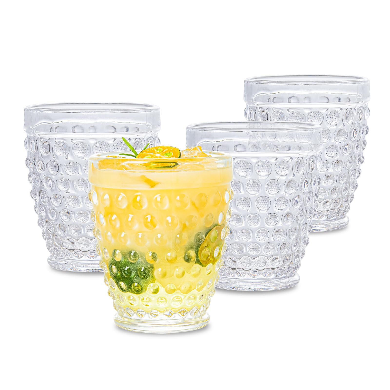 SoulTimes Vintage Hobnail Drinking Glasses Set of 4, 10oz Premium ...