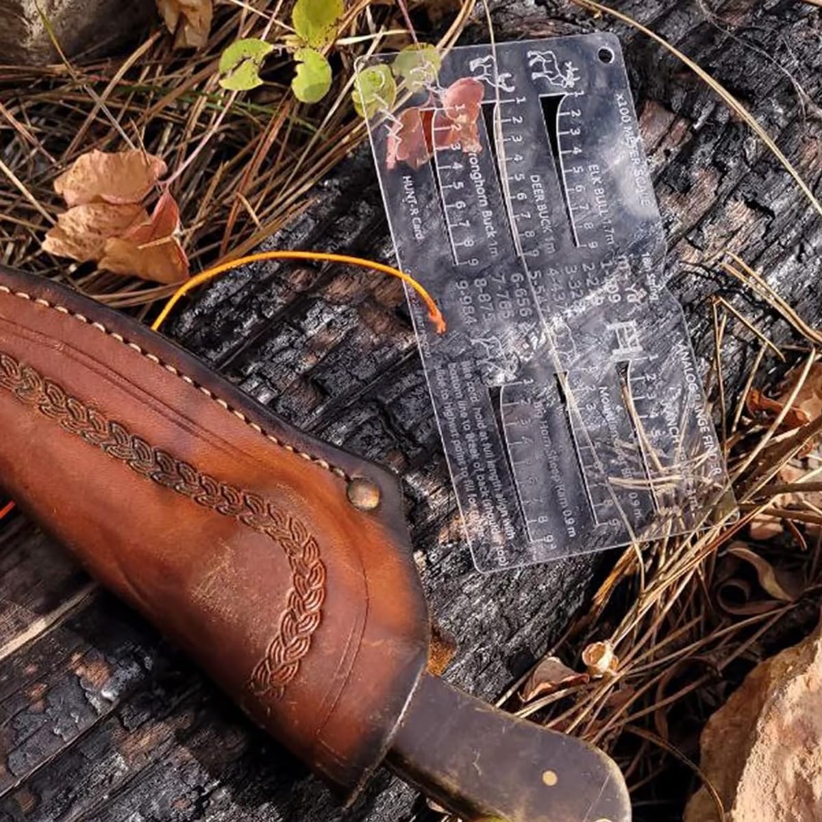 Entfernungsmesserkarte, tragbarer analoger Taschen-Entfernungsmesser, 100–900 m / 109–984 yd, Schießmessschieber-Werkzeug for die Jagd und das Schießen auf große Entfernungen, Rechner for die Entfernu