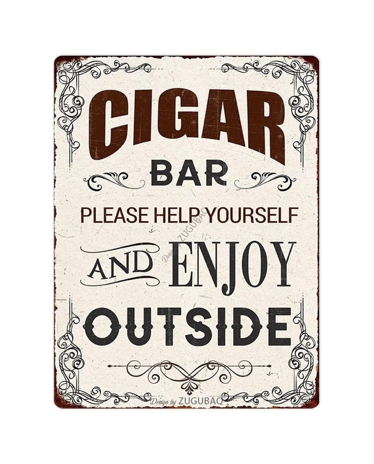 CBQZCHWDKT Classic Pub Metal Tin Sign Featuring Cigar Bar Design Retro Welcome Decor for Wall in Man Cave Garage Basement or Outdoor Entertaining Area 8 X 12 inch
