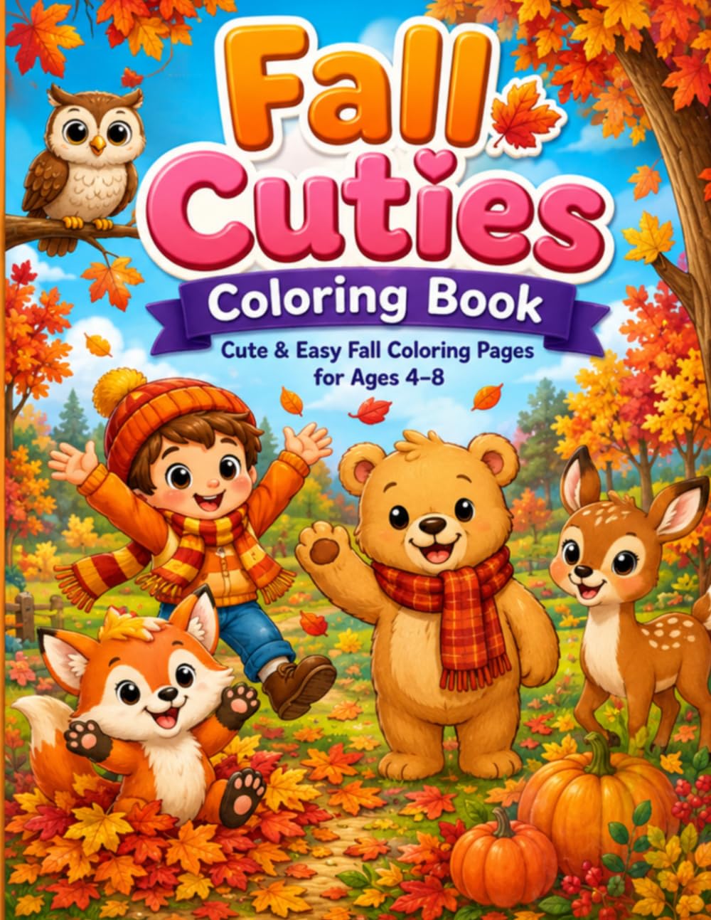 Fall Cuties Coloring Book: Cute & Easy Fall Coloring Pages for Ages 4–8
