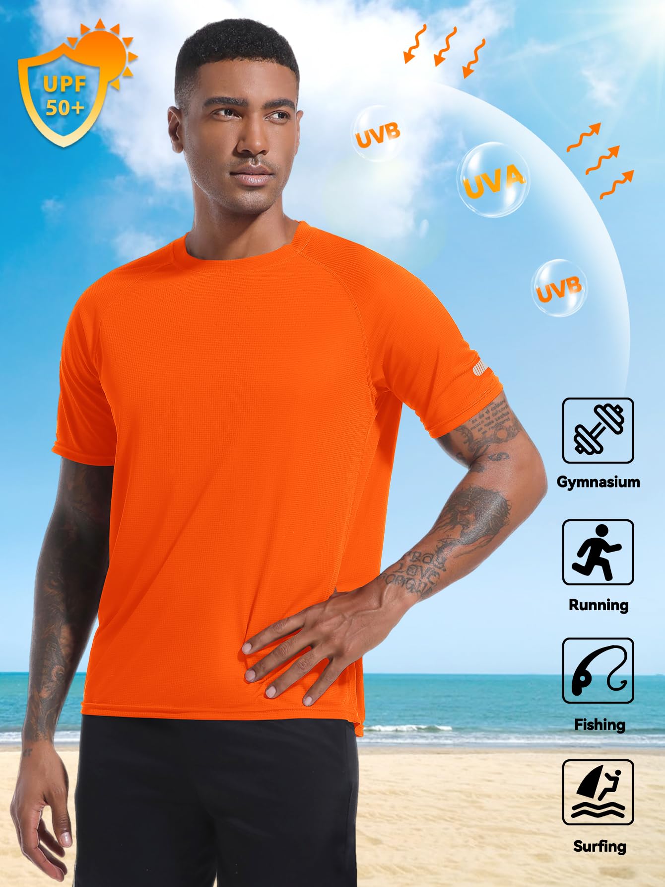 Holure Chemise d'entraînement à manches courtes en maille pour homme