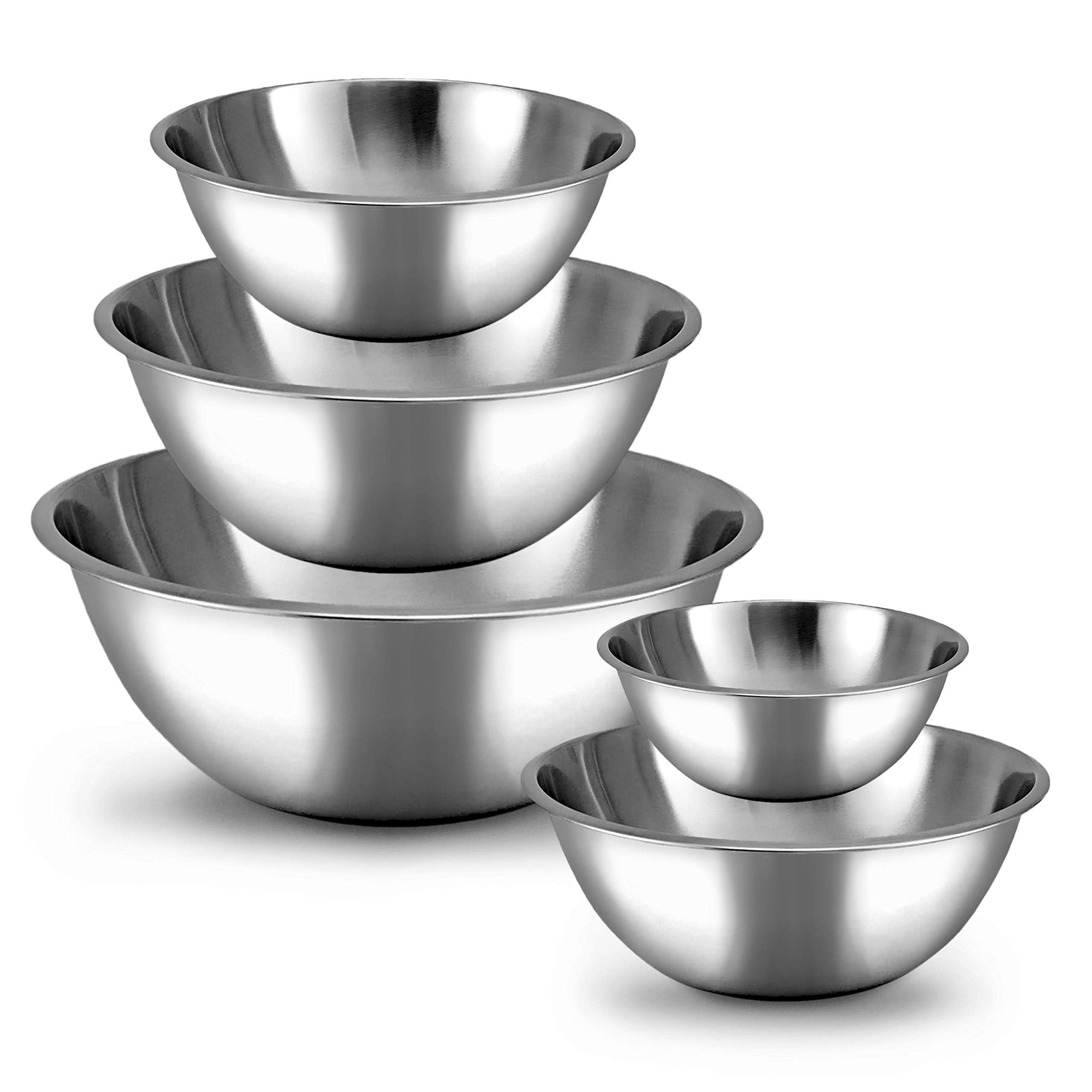 Premium 5-Piece Stainless Steel Mixing Bowl Set - Durable and Versatile for Home and Restaurant Use (Without Lid)