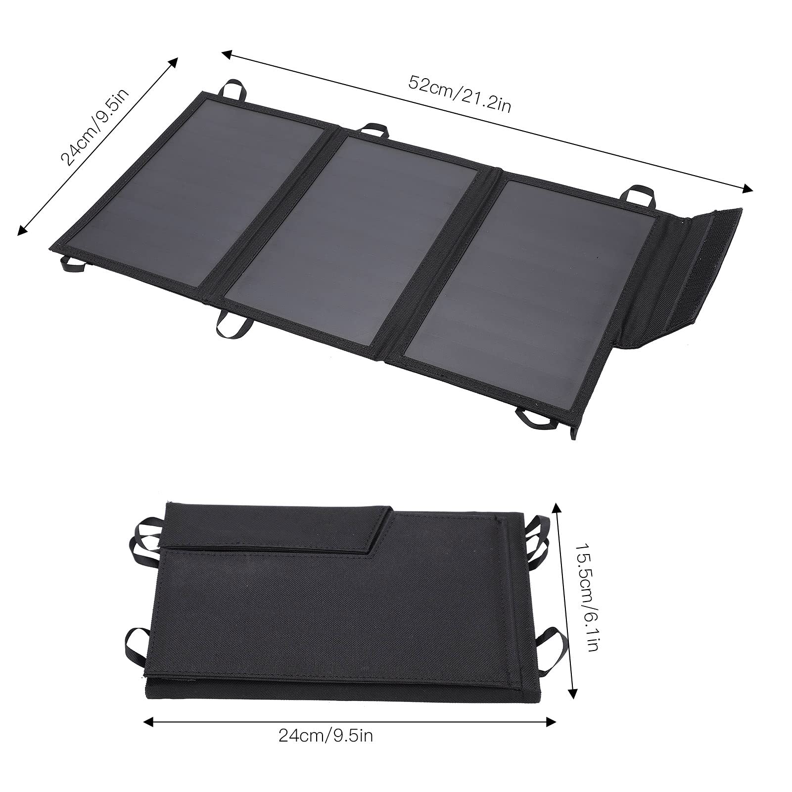 Caricabatterie Solare Portatile Doppio USB da 15 W per Telefoni e Tablet, Design Ad Angolo Regolabile per il Miglior Effetto Solare, Uso Esterno, Tela e Materiale PVC