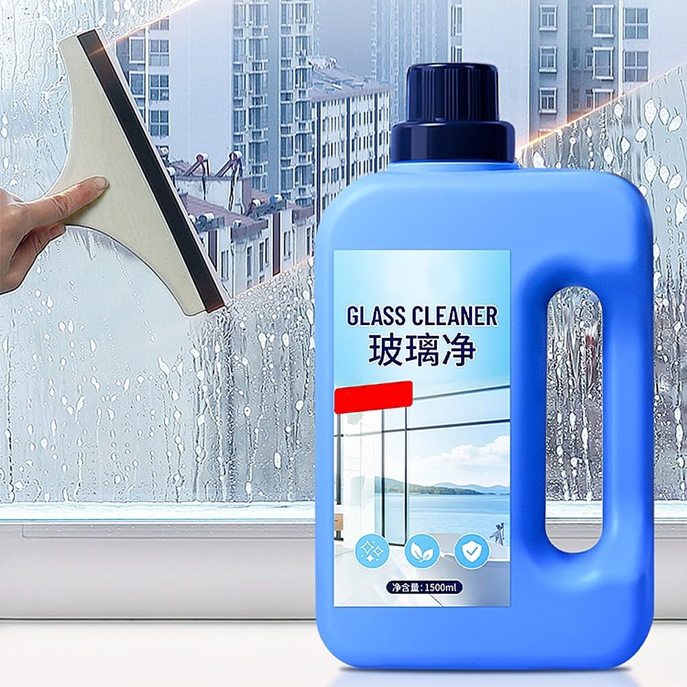 Limpiador especial for vidrios y espejos de 1 l: fórmula de secado rápido y sin rastros for polvo, manchas de lluvia y suciedad. Ideal for ventanas, espejos, mamparas de ducha y vidrio. Práctico.(2pcs