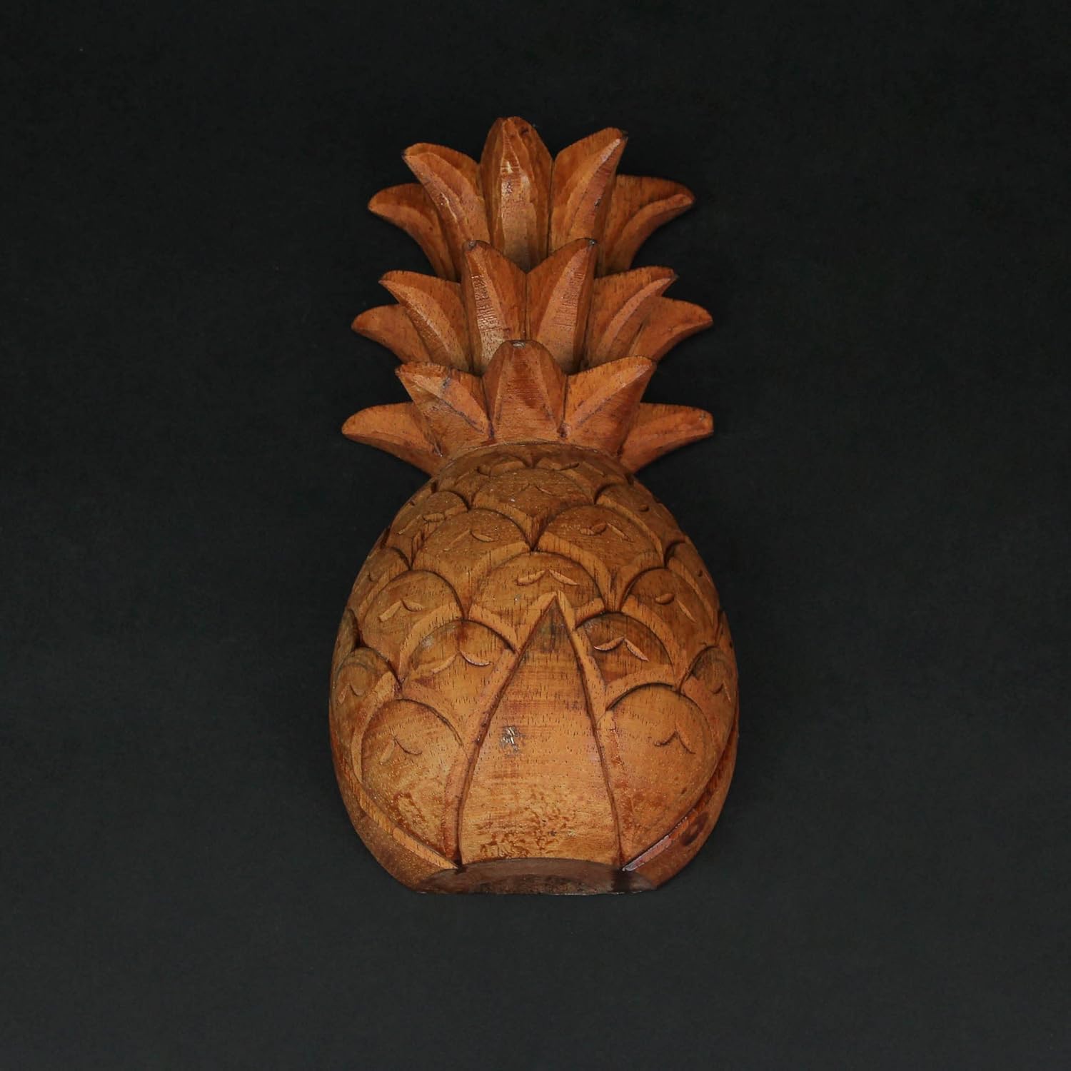 Zeckos Hand Carved Wooden Pineapple Hanging Wall Décor Art Sculpture 9.75 Inches High