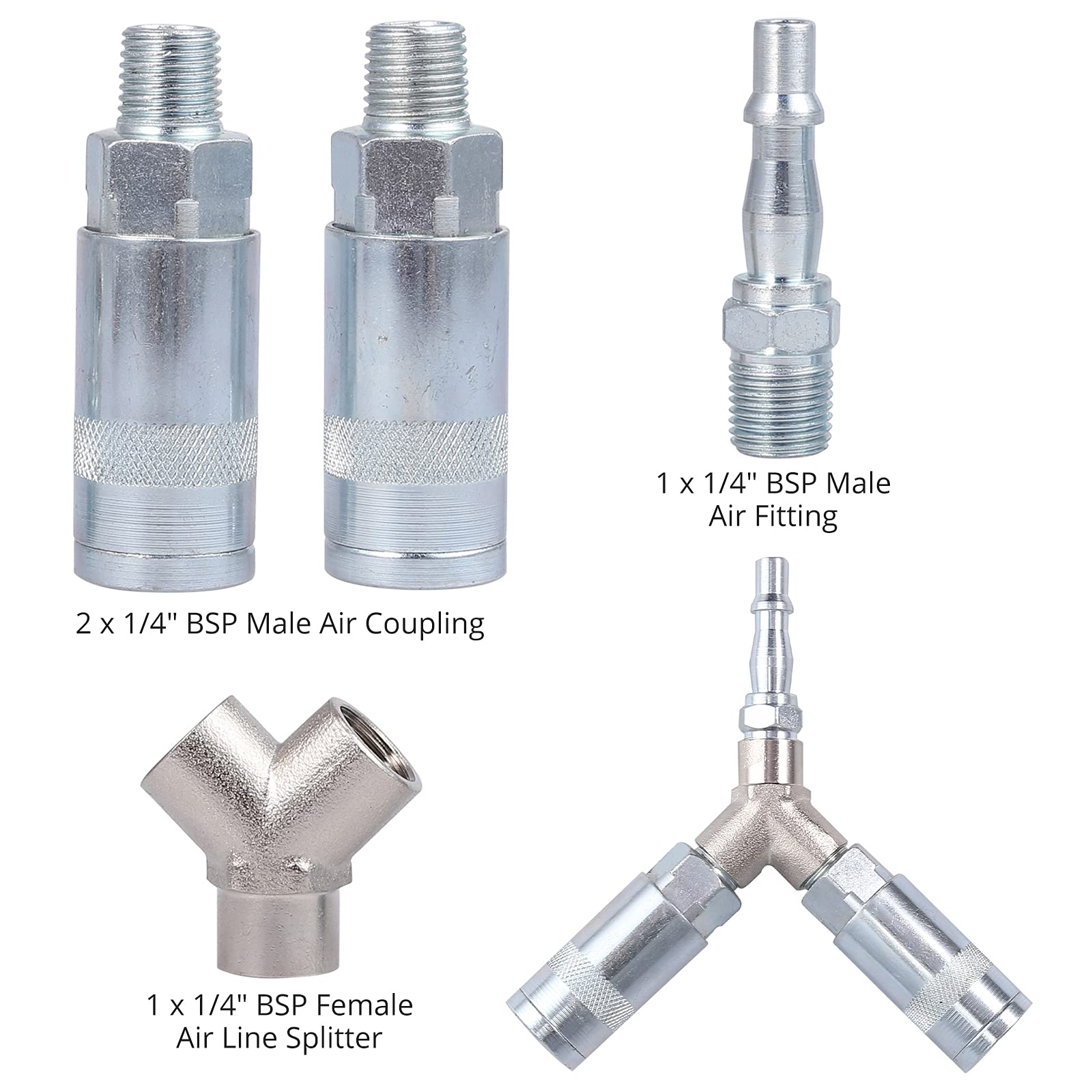 Airline Hose Connectors, Kamtop 1/4" BSP Air Line Fittings Y Piece 3
