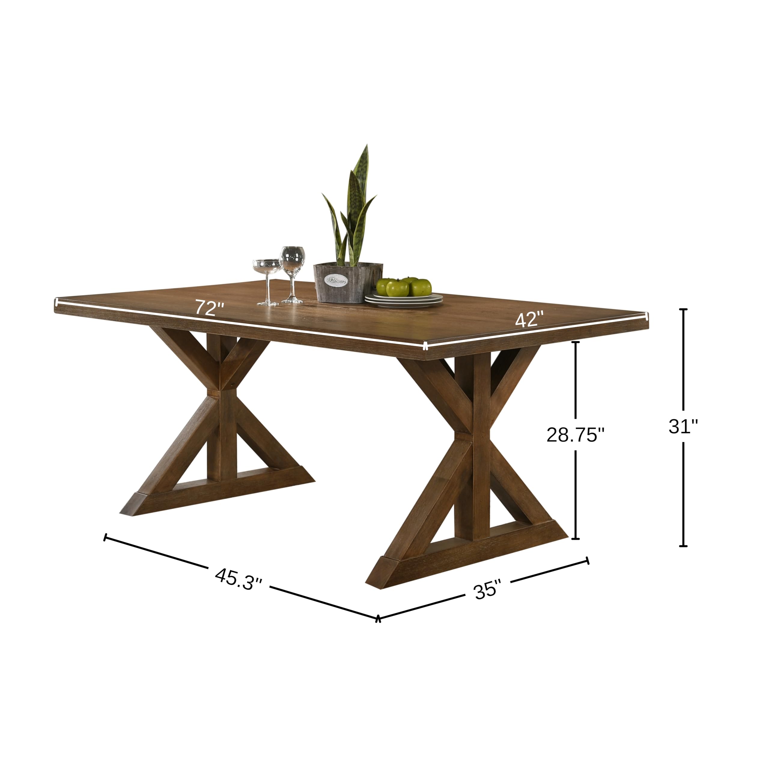 Amazon.com - Enna Morden Farmhouse Wood Trestle Dining Table