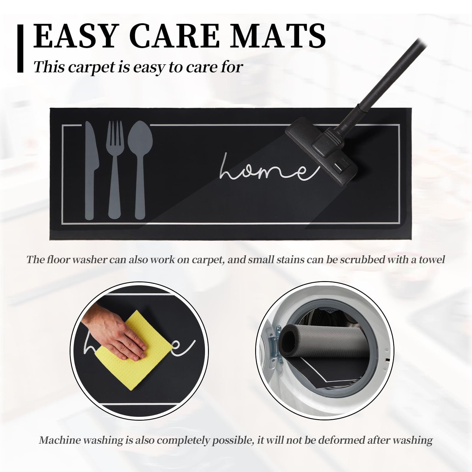 2 Pièces Tapis de Cuisine Antidérapant, Tapis de Cuisine Lavable, pour Couloir, Salle à Manger, Entrée et Tapis de Porte