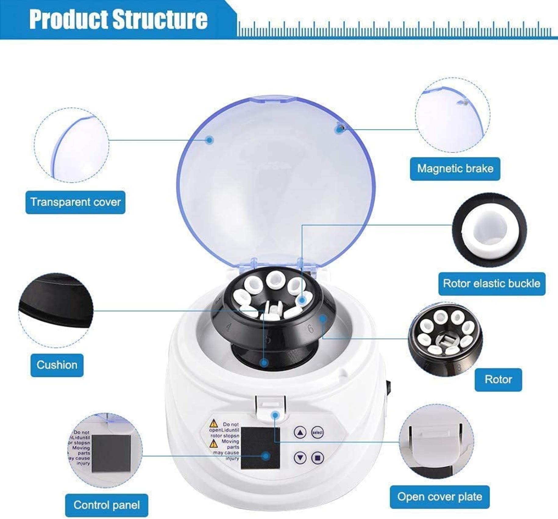 Mini centrífuga de Laboratorio clínico de Escritorio 0~12000RPM Centrífuga eléctrica Ajustable de Alta Velocidad Pantalla LED con Temporizador 0~9999min, Incluye Rotor de microtubo de 8 Posiciones
