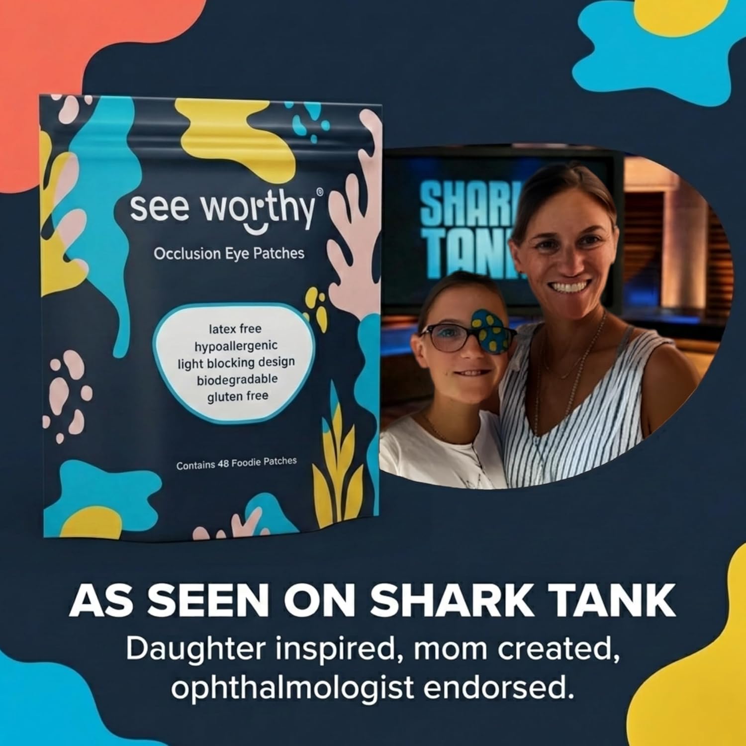 Adhesive Eyepatch for Kids & Adults - As Seen on Shark Tank - Kids Breathable, Comfortable Foodie Eyepatch for Lazy Eye - Amblyopia & Sensitive Skin Medical Eye Patches - 48 Patches by See Worthy