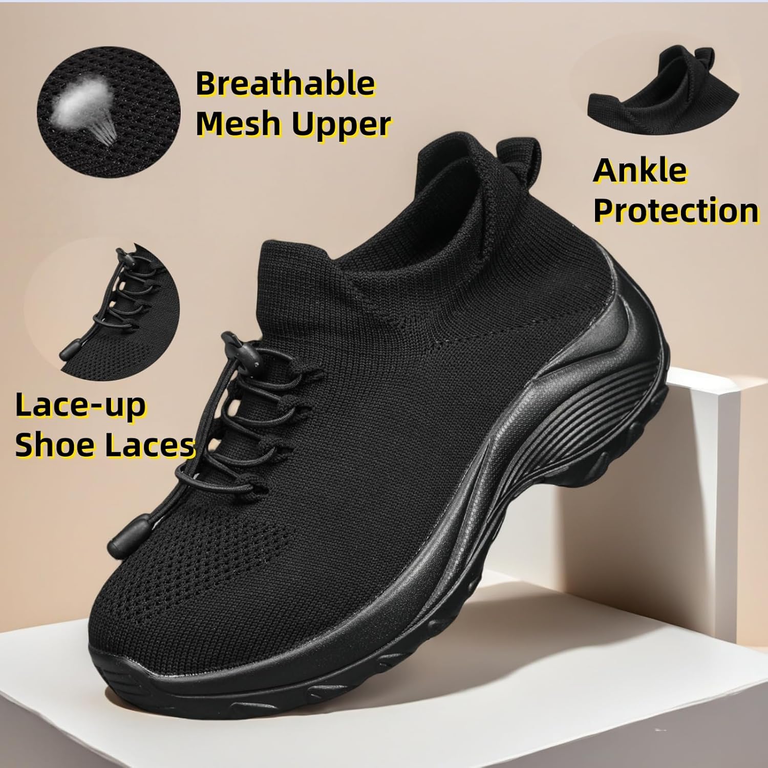 Non Slip Work Shoes Women, Orthopedic Comfort Shoes for Women Nurse Slip on Breathable Casual Sneakers - Image 3
