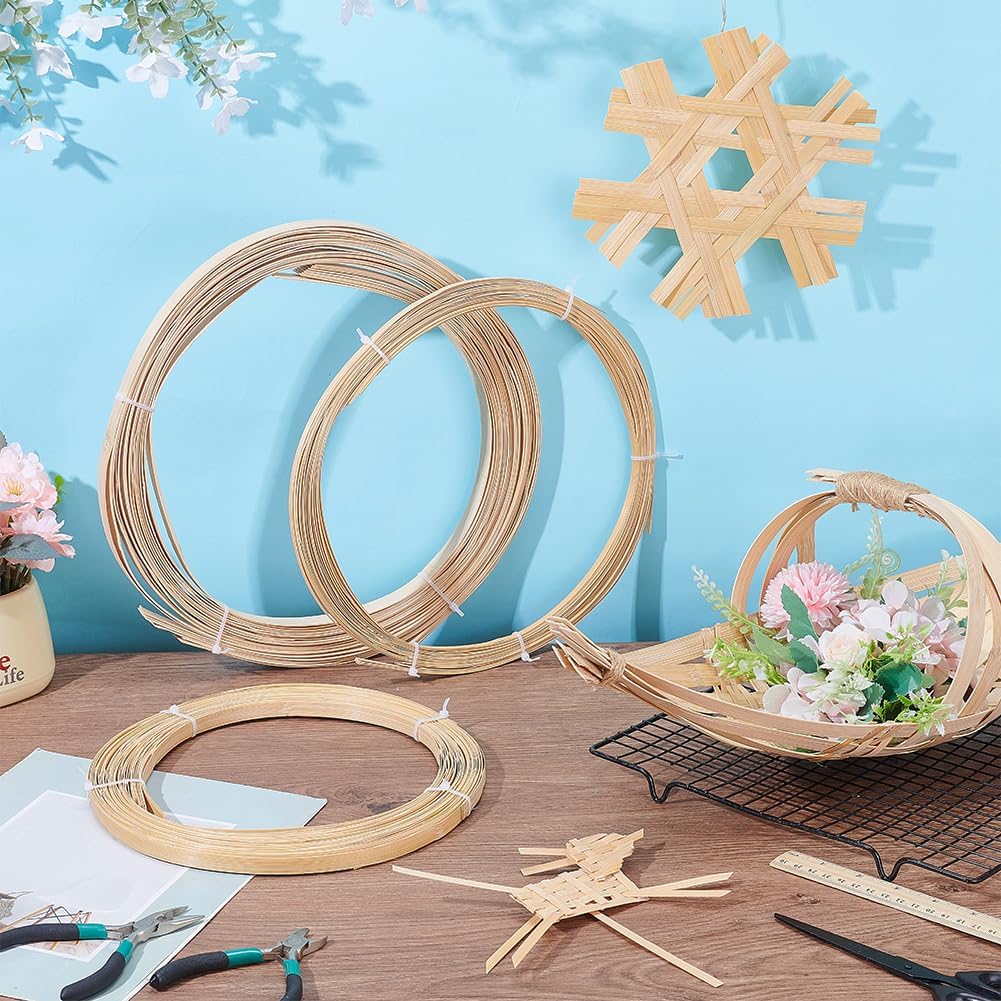 NBEADS 32.8 Yards Bamboo Strips, 5mm Wide Flat Wicker Rattan Webbing Basket Weaving Materials DIY Basket Rattan for Basket Making Webbing Furniture Weaving DIY Crafts