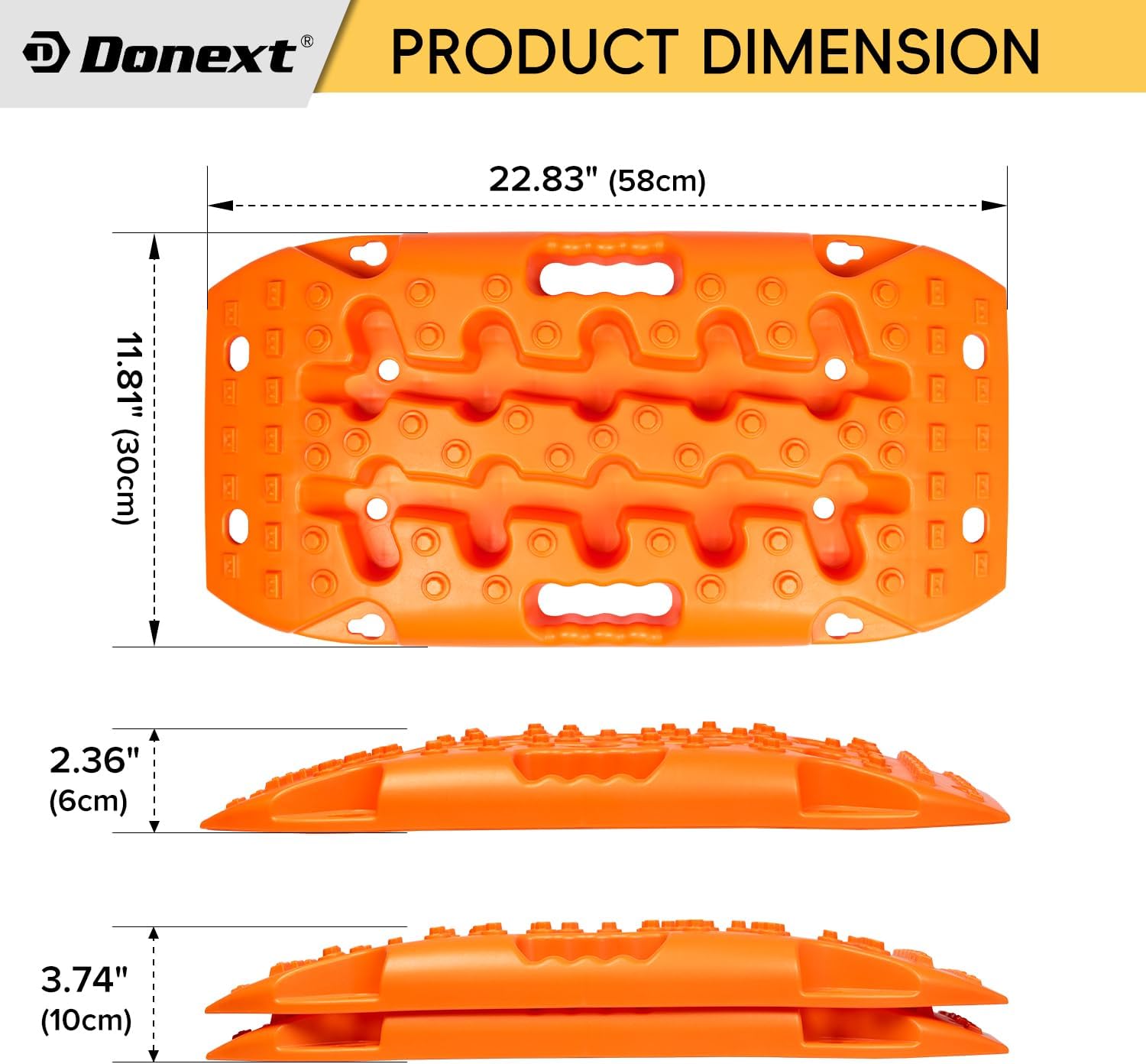 Recovery Traction Boards, Offroad Tracks Board, Traction Tire Ladder, 4WD Traction Mats for Sand, Mud & Snow (23in-Orange) image 2