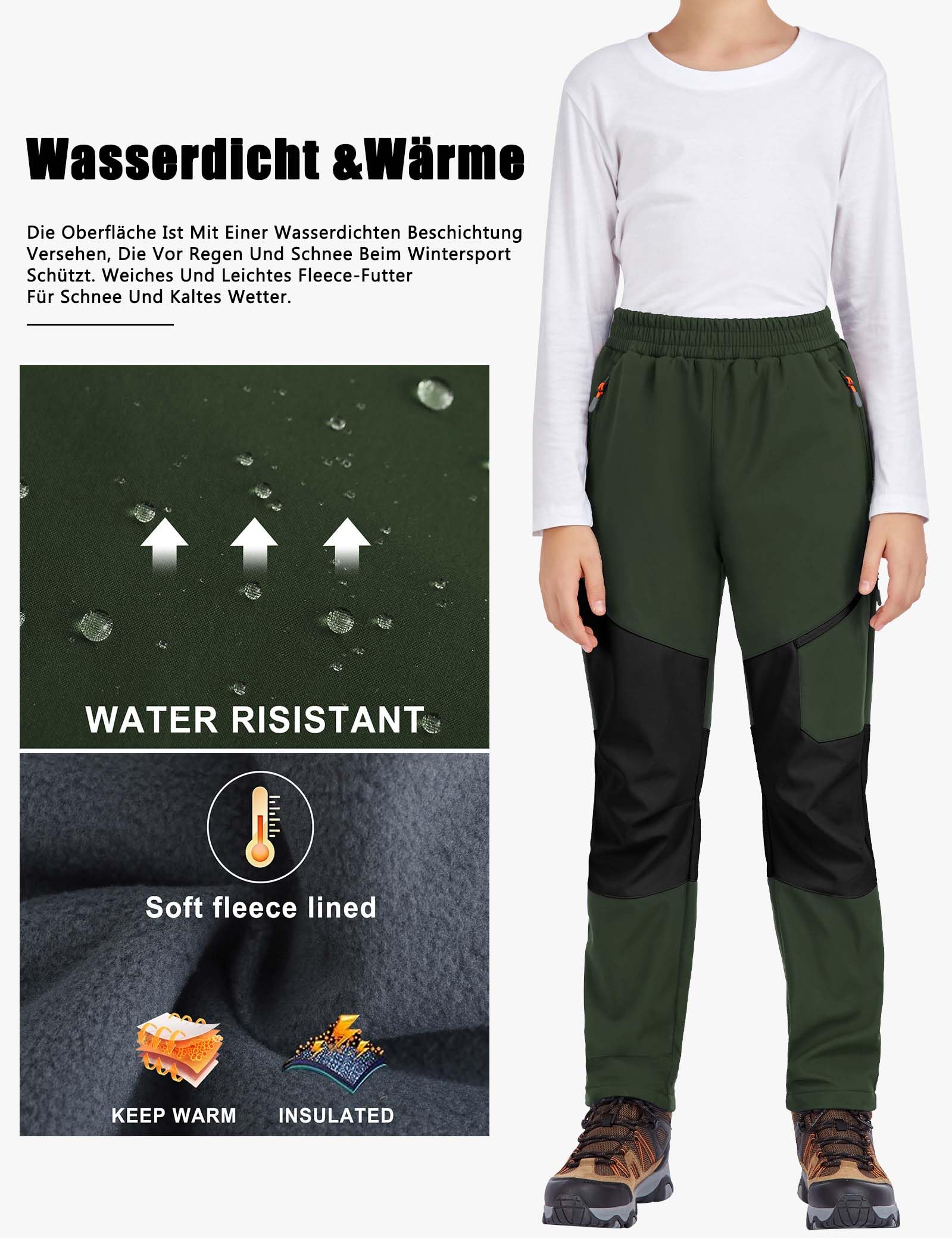 Pantalones de cáscara Blanda para niños Pantalones de esquí Forrados para niños Pantalones de Calentamiento para niños Pantalones esquí para niños Pantalones de esquí a Prueba de Viento