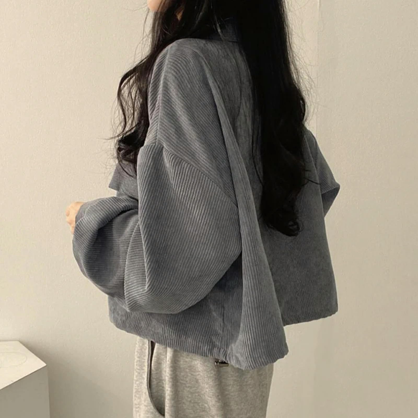 Giacca Uomo Donne Velluto A Vellutoy A Manica Lunga Camicia Giubbotto Oversize per Oversize Giacca da Lavoro Casual con Tasca