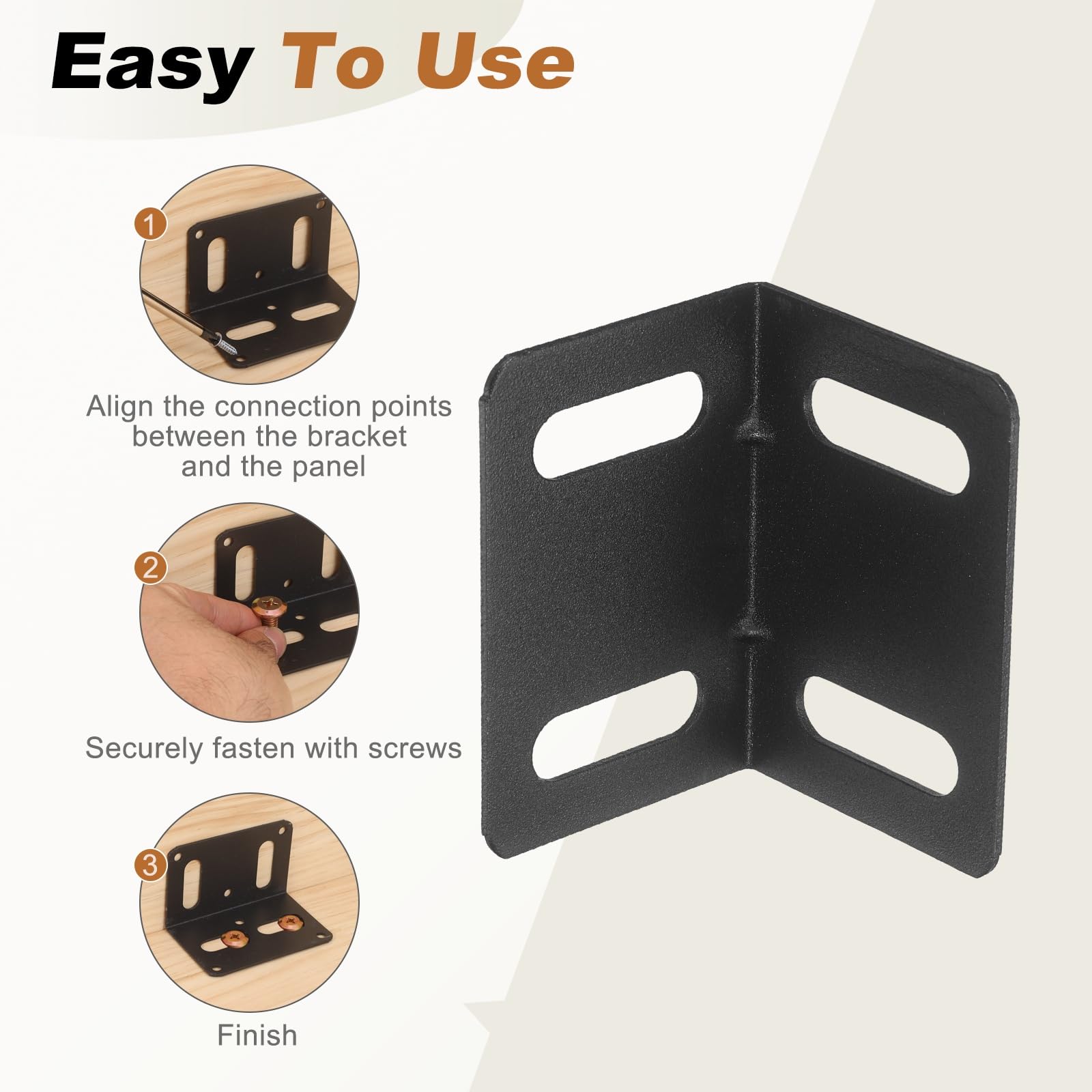 QUARKZMAN 4 Pezzi Staffe Angolari 2.95" Carbon Steel L-Bracket Nero | Supporto Angolare Staffa Giunto Angolo Retto, Con Viti, Per Scaffalature In Legno Mobili