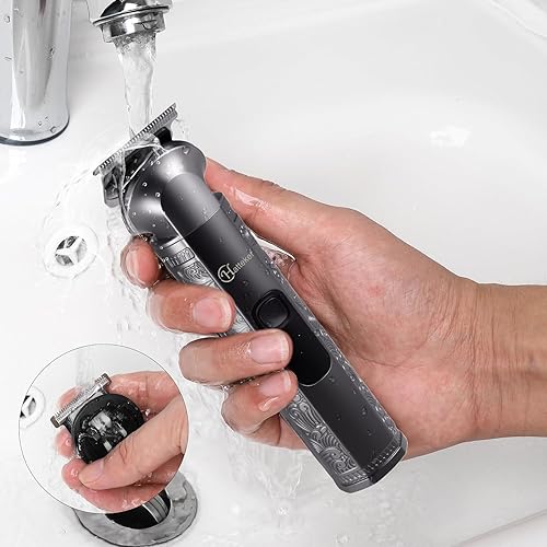 Miniatura 5 de Hatteker Kit de aseo multifuncional 8 en 1 para hombres, recortadora de barba para hombres, cortadora de pelo de precisión, recortadora de nariz,