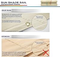 Vista 6 de Windscreen4less Vela de Sombra Solar Impermeable de 10' x 24' con Borde Recto, Toldo Cobertura para Exteriores, Bloqueo UV para Césped, Patio